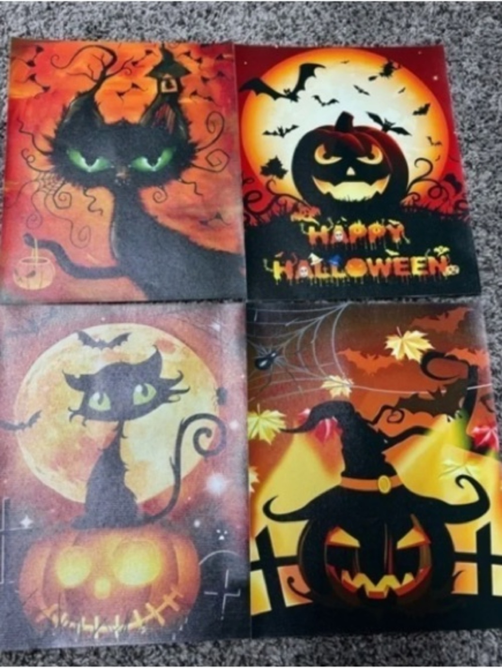Halloween Decorative Pillow Covers - Orange & Black Pumpkin and Cat Designs